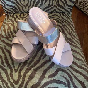 Nude and copper sandals